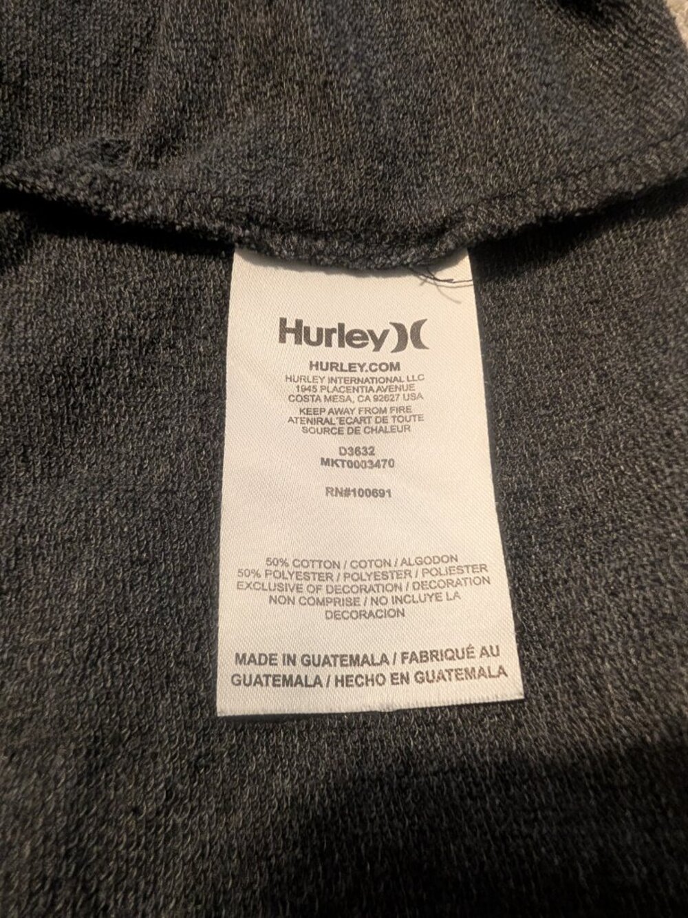 Hurley XL Gray Raglan Long Sleeve Graphic T Shirt Logo Casual Men's - Picture 7 of 7